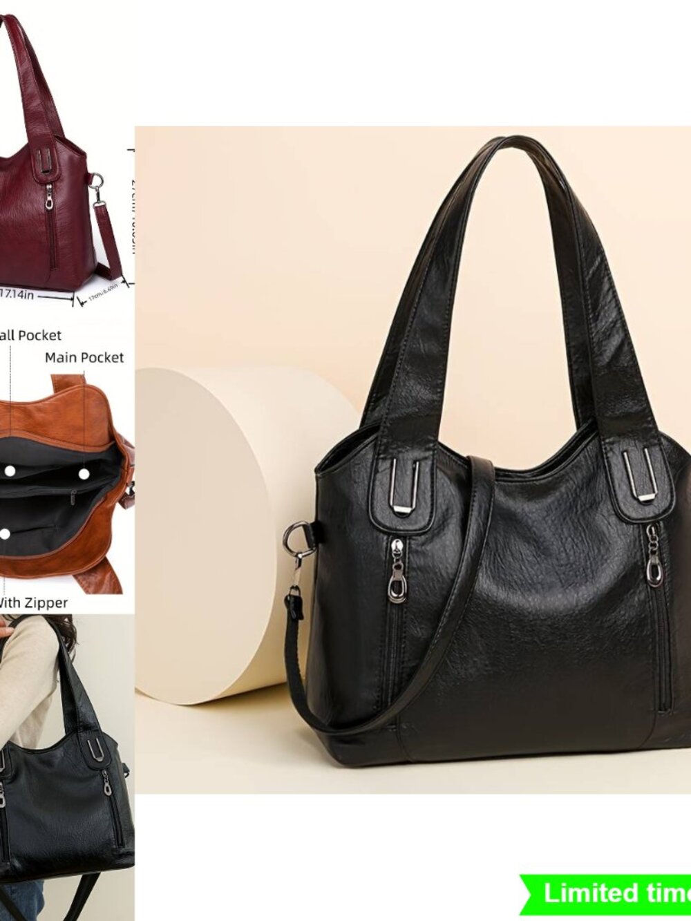 Large Capacity Casual Tote Bag, Retro Shoulder Bag